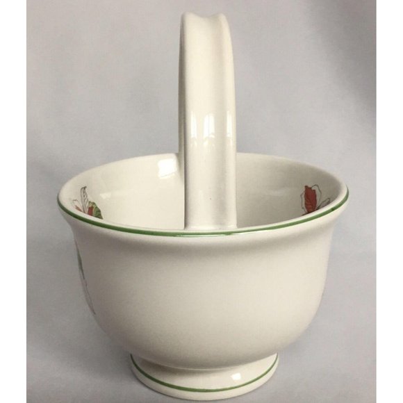 Block Bernardo Poinsettia Handle Basket Ceramic Goertzen Portugal Watercolors - Picture 3 of 10